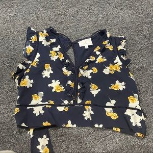 Floral crop top with tie back detail